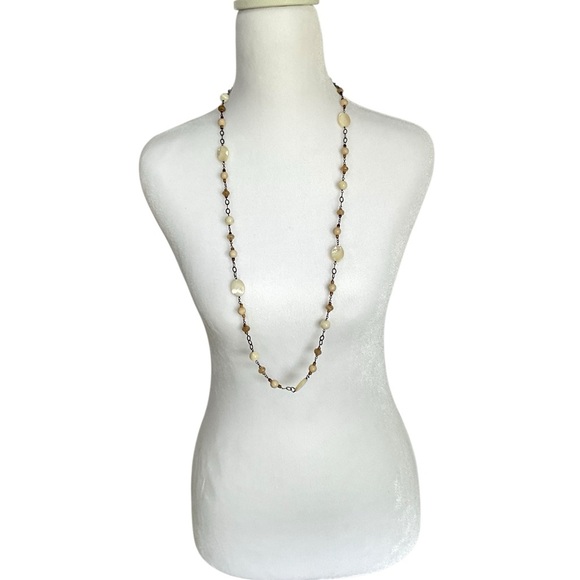 Silpada N1504 Mother of Pearl Rutilated Glass Riverstone Coco Beads Necklace 36” - Picture 3 of 11